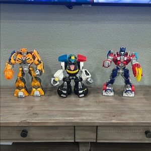 Rare Talking Transformer Action Figure Set Multicolor (2- 11” Tall/ 1- 9” Tall)